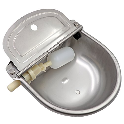 Macgoal Stainless Steel Automatic Waterer Bowl With Float Valve Automatic Dog Water Bowl Water Trough For Dog Livestock Pig Chicken Goat Waterer With Drain Plug #TOP2