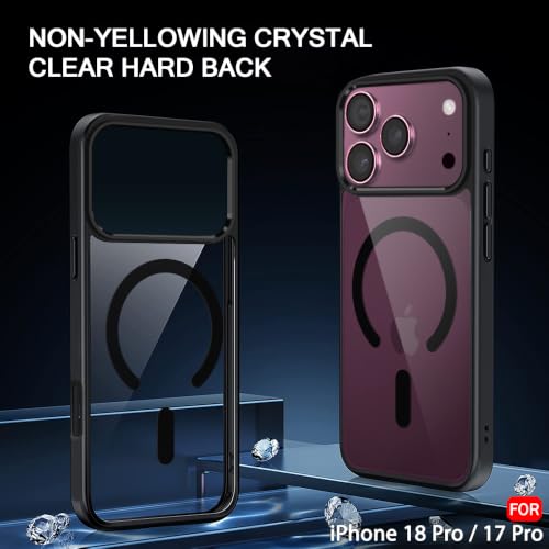 Image of TheGiftKart Hybrid Shockproof Back Cover Case for iPhone 18 Pro / 17 Pro Compatible with MagSafe | Camera Protection Module | Hard Cover Case (PC & TPU, Transparent Clear Back, Black Sides)
