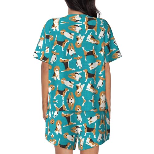 Pijama de 2 piezas para mujer con pantalones cómodos estampados 4