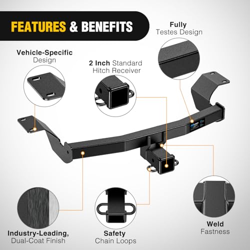 Image of Nilight Class 3 Trailer Hitch Compatible with Honda CR-V 2017-2026, 2 Inch Receiver, Multi-Fit Tow Hitch for Ball Mount Cargo Carrier Bike Rack Tow Hook, Black Powder Coated