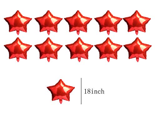 Image of 18 Inch Red Star Balloons, Aluminum Foil Balloon Mylar Balloon for Birthday, Wedding, Baby Shower, Party Decoration,10Pcs