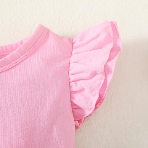 Image of LYSMuch Toddler Baby Girls T Shirt Ruffle Sleeveless Kids Cotton Tshirt Solid Color Blouse