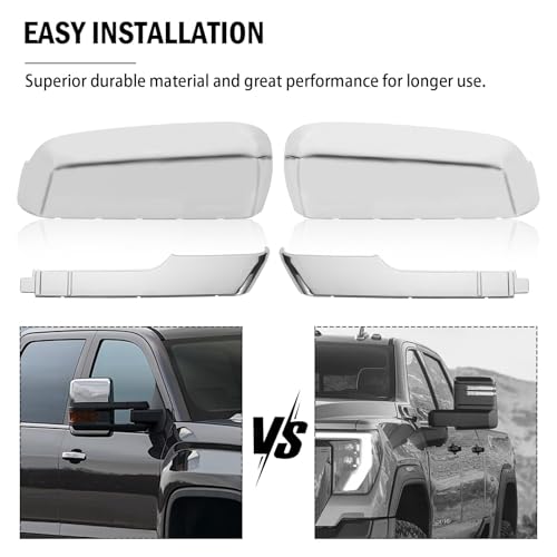 84468905 Chrome Tow Caps Tow Top+Side Clip-On Mirror Caps Sliver fits Silverado Sierra 2500HD 3500HD 2020-2025 Lower+Upper Door Mirror Replaces 84468911 by Gaogsiy - Image 6