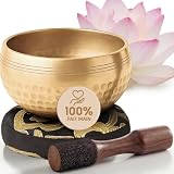Bol Chantant Tibétain Silent Mind – Anti-stress Authentique, Facile à Utiliser, Sonorité A...
