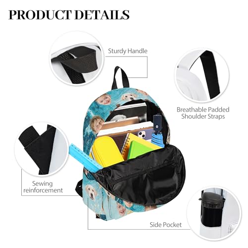 Custom Backpack with Face, Personalized Face School Bag for Boys Girls Men Women, Customized Faces Casual Laptop Backpacks with Adjustable Shoulder Strap for School Work Travel Camping4