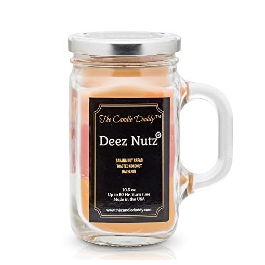 Deez Nutz Scented Candle - Banana Nut Bread, Toasted Coconut, Hazelnut Scented Triple Layer Candle - 10.5 oz Mason Jar Candle - Funny Gag Joke Candle Poured in Small Batches in USA- The Candle Daddy