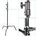 Neewer 2-Pack 100% Heavy-Duty Steel C-Stand, Pro Photography Light Stand with 3.5'/108cm Extension Arm, Grip Head, Turtle Base for Studio Monolight, Softbox, Reflector, Max Height 10'/305cm – Black