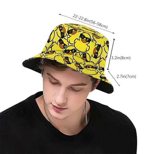 Image of Funny Duck Bucket Hat Fisherman Hat Beach Travel Sun Hat Outdoor Cap for Unisex Men Women