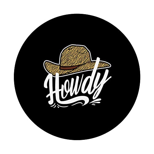 Howdy Cowgirl Cowboy Hat Western Lover Rodeo PopSockets Swappable PopGrip, Black - Image 3
