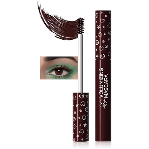 Waterproof Brown Mascara Volume and Length, Long Lasting Colored Liquid Tubing Mascara Lash Extensions for Eyelashes,Smudge-Proof Curling Voluminous Colorful Mascara Cosplay Party Women Eye Makeup -02 Cover