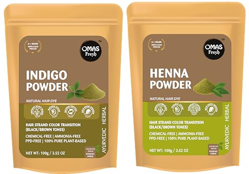 Natural Hair Color Combo Pure Henna & Indigo Powder 200g miniatura 1