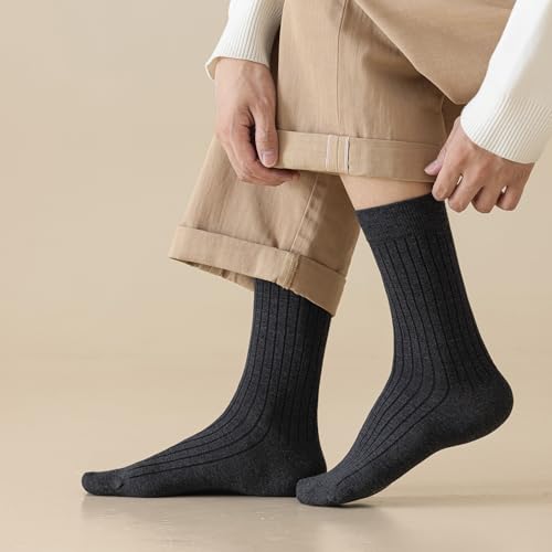 6 Pairs Trouser Socks Men, Soft Heated Storage Mens Autumn Winter Socks for Casual Business Size 7-113