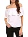 Sherosa Women's Off Shoulder Ruffles Solid Casual Blouse Loose Tops, White M