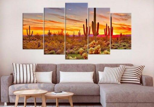 Tableau decoration murale désert de l'Arizona ANLIONE en 5 parties grand format pour salon