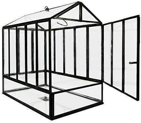 Black Glass House Terrarium – 10×7×10″ Geometric Indoor Planter Display Case