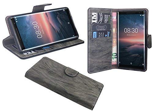 cofi1453 ® Elegante – Funda de Libro Funda para el Nokia 8 Sirocco en Antracita Aspecto de Piel Wallet portatil de Style Cover Carcasa