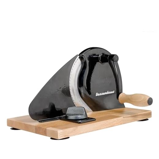 Zassenhaus Manual Bread Slicer, Classic Hand Crank Home Bread Slicer (Black) 11.75 Inch by 8 Inch