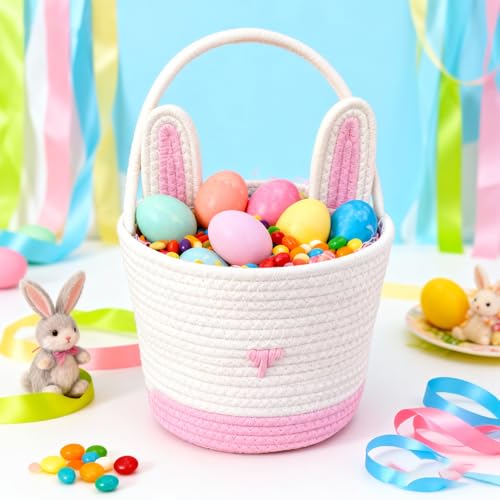 Panier de Pâques artisanale en coton tissé main chic