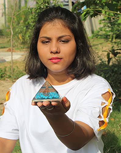Exquisite A++ Turquoise Orgone Pyramid Crystal Gemstones Chakra Copper Metal #TOP3
