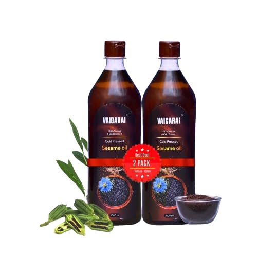 VAIGARAI Wood Cold Pressed Sesame Oil (Using Karuppati) Palm Jaggery Til Ka Tel/Gingelly Oil/Til Oil/Kachi Ghani Oil for Pooja, Edible,Body Massage and Oil Pulling(1000 Ml Each - Pack Of 2) (B0D4Z9K5ST) Amazon Price History, Amazon Price Tracker