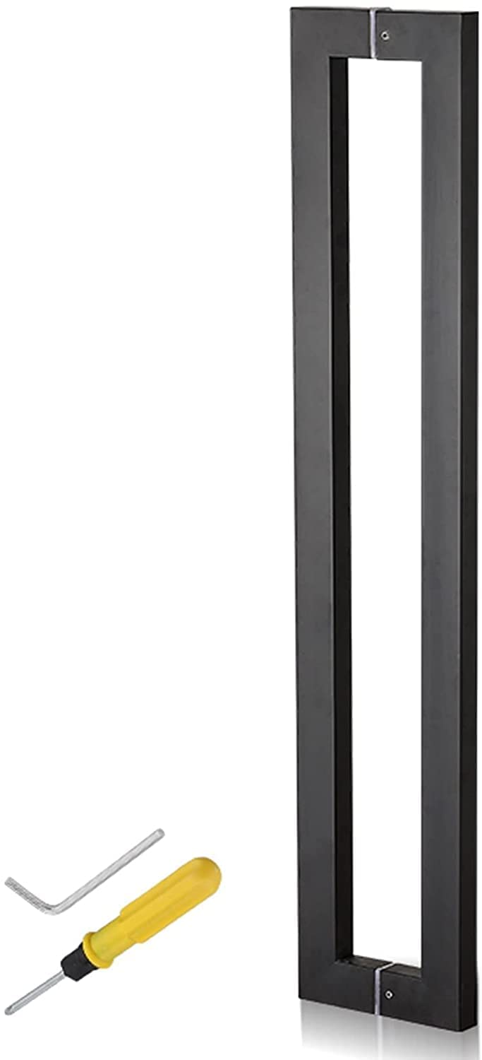 MXXQRHF Heavy Duty Stainless Steel Door Handle Set - Contemporary Glass Door Pull & Push Handle for Sliding Barn Doors - Complete Installation Kit Included