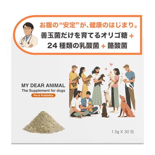 【獣医師推奨】犬用腸活サプリ ケストース主成分 食べムラ改善 乳酸菌24種+酪酸菌・納豆菌配合 皮膚 被毛 免疫サポート 日本製 30包