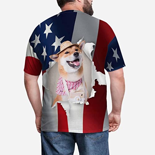 Custom Shirt Men Stars And Stripes T-Shirt Men's Pet Dog Photo Shirt Independence Day Personalized Tee(Style 3, Xl) #TOP7