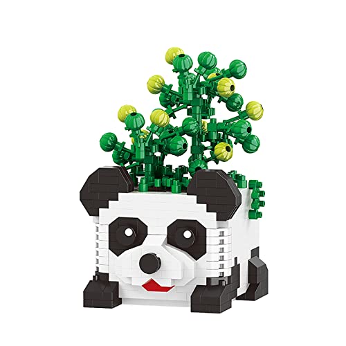 NOOLY Set Di Micro Blocchi Da Costruzione Con Animali e Fiori Per La Decorazione Di Casa e Ufficio KLJM-08 (435 Pezzi,Panda)