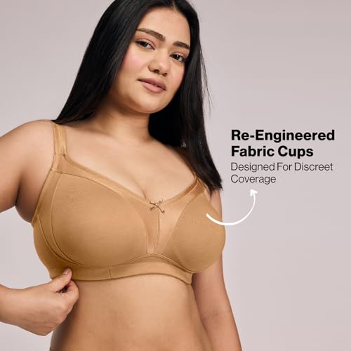Image of NYKD NYB101 Cotton Non Padded Non Wired Full Coverage Everyday Bra M-Frame Bounce Control (Plus