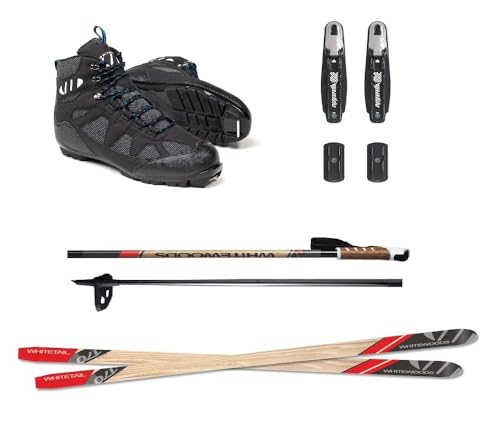 Whitewoods Whitetail Adult Metal Edge Cross-Country NNN Ski Package - Skis, Boots, Bindings, Poles | 190CM (for Skiers 176+ lbs.) (EU Boot Size: 49)