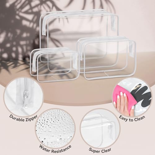 TISRATOK 16 PCS Clear Makeup Bag, Travel Essentials Toiletry Bag, Transparent PVC Cosmetic Organizer Toy Storage Pouch for Women Men - WHITE,Small4