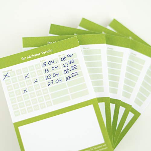 Terminblock Terminblöcke Terminzettel nächster Termin für Ärzte, Kosmetiker, Frisör & Co je Block 50 Blatt (grün, 50 Stück)