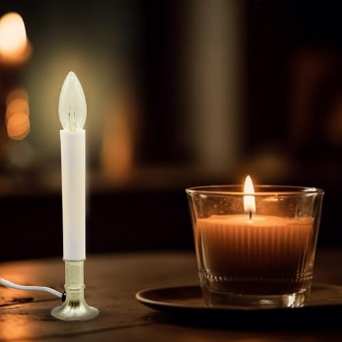 Creative Hobbies B00AC60UJI ® Electric Window Candle Lamp With Brass Plated Base, On/Off Switch, Light Bulb thumb #5