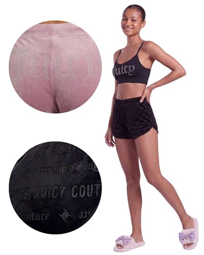Image of Juicy Couture Women's 2-Pack Sleep and Lounge Velvet Fleece Dolphin Shorts