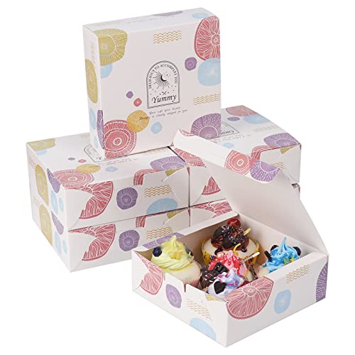 50Pcs Cookie Boxes 5.7X5.7X2 Inches For Gift Giving, Treat Boxes For Bakery Pastry Dessert Strawberry Cupcake #TOP24