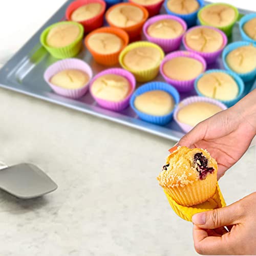 30 Pack Silicone Cupcake Baking Cups, Muffin Liners, Reusable & Non-Stick Muffin Cupcake Liners Holders Set For Party Christmas Bakery Molds Supplies #TOP3