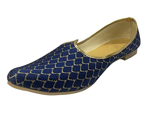 Stop n Style Mens Sherwani Blue Jutti Tradition Ethnic Wedding Indian Shoes Mojari