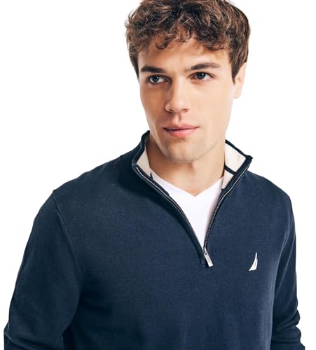 Nautica Men's NavTech Quarter-Zip Sweater, NavySeas, XL3