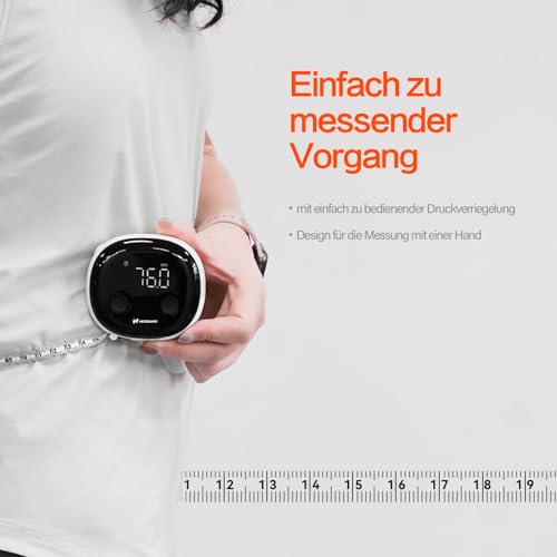 Fitdays Smartes Körpermaßband mit Bluetooth & LED-Bildschirm | Körperfett-BMI-Messung + App-Tracking für Fitness/Abnehmen | Automatisch Einziehbar & Tragbar (Schwarz)