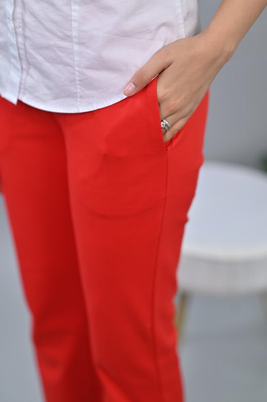 Image of Mlada Bootcut Flare Pants for Women Stretch Cotton Knit Boot Cut Mid Waist Flared Trouser Elastic Waist Band Utility Pockets for Formal Office Work Wear,Travel-Regular /Plus Size