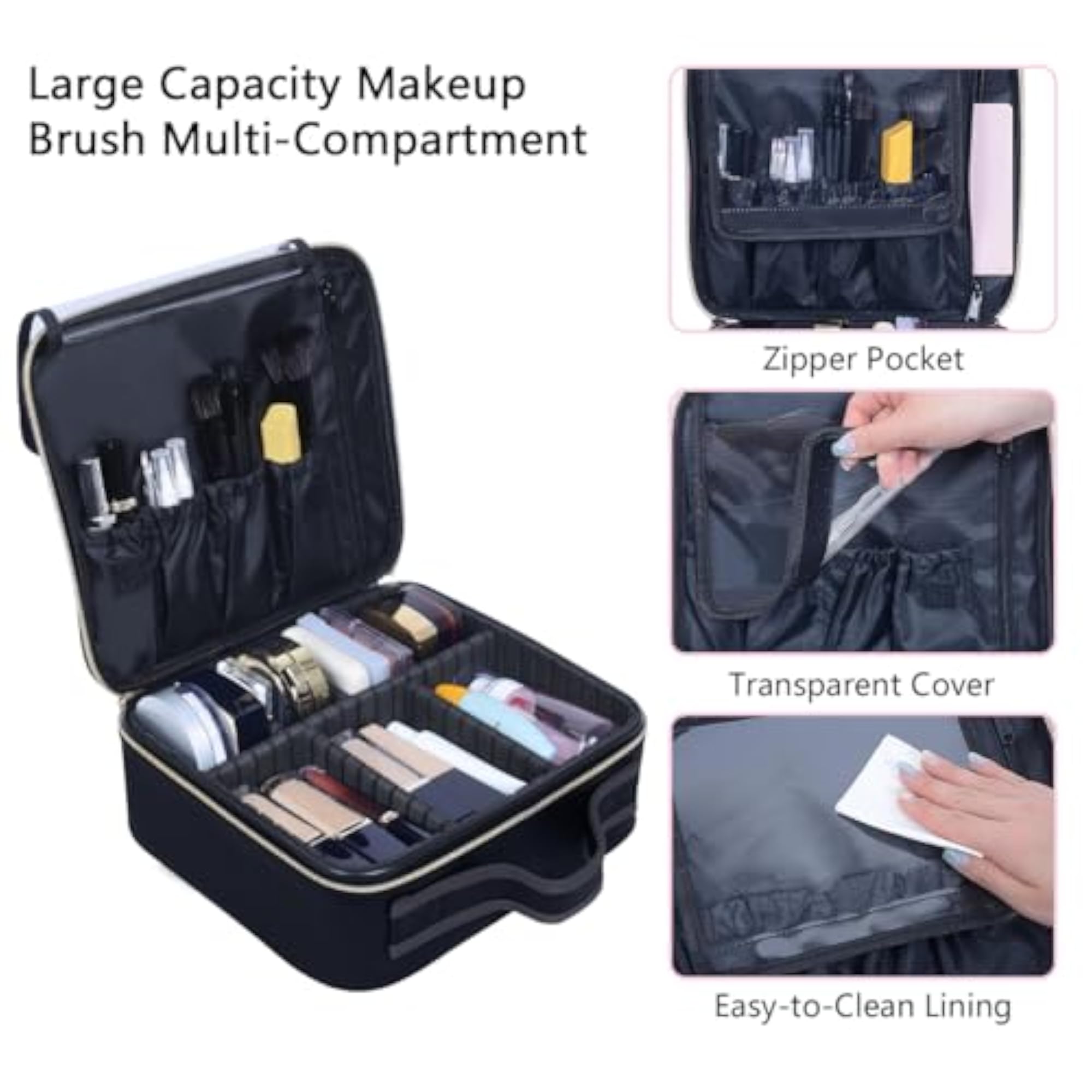 Lightweight Travel Makeup Bag Organizer Case with Dividers