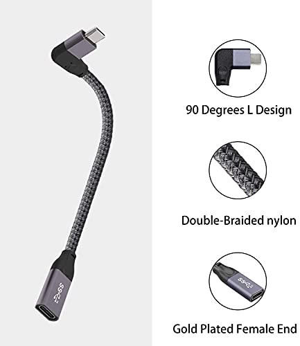 Cabo de extensão USB C, Cabo de extensão curto USB tipo C, adaptador USB 3.1 Gen 2, cabo extensor de
