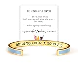 QPGVBP You Doin A Good Job Color Bangle - Bitch You Doin A Good Job, Inspirational Cuff Bracelets with Hidden Message, Friendship Bracelet, Jewelry Gifts for Sister Friends (Blue), Medium
