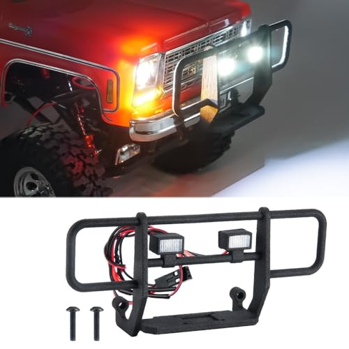 RCLIONS RC Car Front Bumper with LED Lights for TRX4M K10 1/18th RC Crawler Truck Upgrades