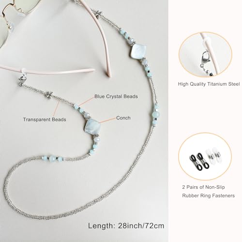 GINTEI Glasses Chain for Women, Eyeglasses Chain Beaded Sunglasses Holder Around Neck Eyewear Strap Sunglass Chain for Women