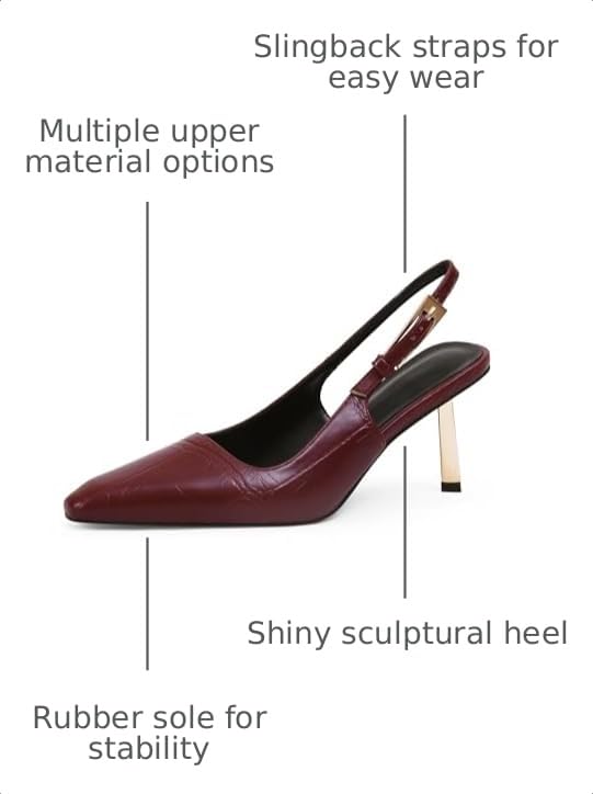 Image of iiimmu Slingback Heels for Women 3.5 in / 4 in Kitten Heel Closed Toe Pumps Dress Shoes