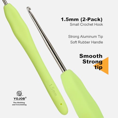 Image of 2Pcs 1.5mm Small Crochet Hooks, Ergonomic Small Lace Crochet Hook for Beginners, Crochet Needles for Crocheting, Smooth and Comfortable for Arthritis (1.5mm)