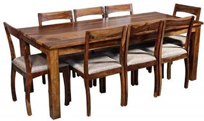 MS WOOD FURNITURE Dining Table 8 Seater Dining Table with Cushion Chair ...