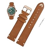 BAILONGMA Candiones de relojes compatibles con ORIS 65 Réplica de cuero Reloj de cuero Serie de buceo Anillo de cobre Corona de bronce Reloj Retro Reloj Retro Banda Pin Hebilla 20 ( Color : Brown-rose