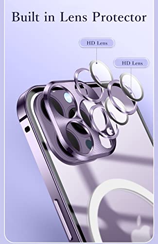 Souyoyihi Magnetic Matte Clear Case For Iphone 14 Pro Max Compatible With Magsafe Case With Camera Lens Protector Aluminum Alloy Bumper Translucent Hard Cover (Black) #TOP4